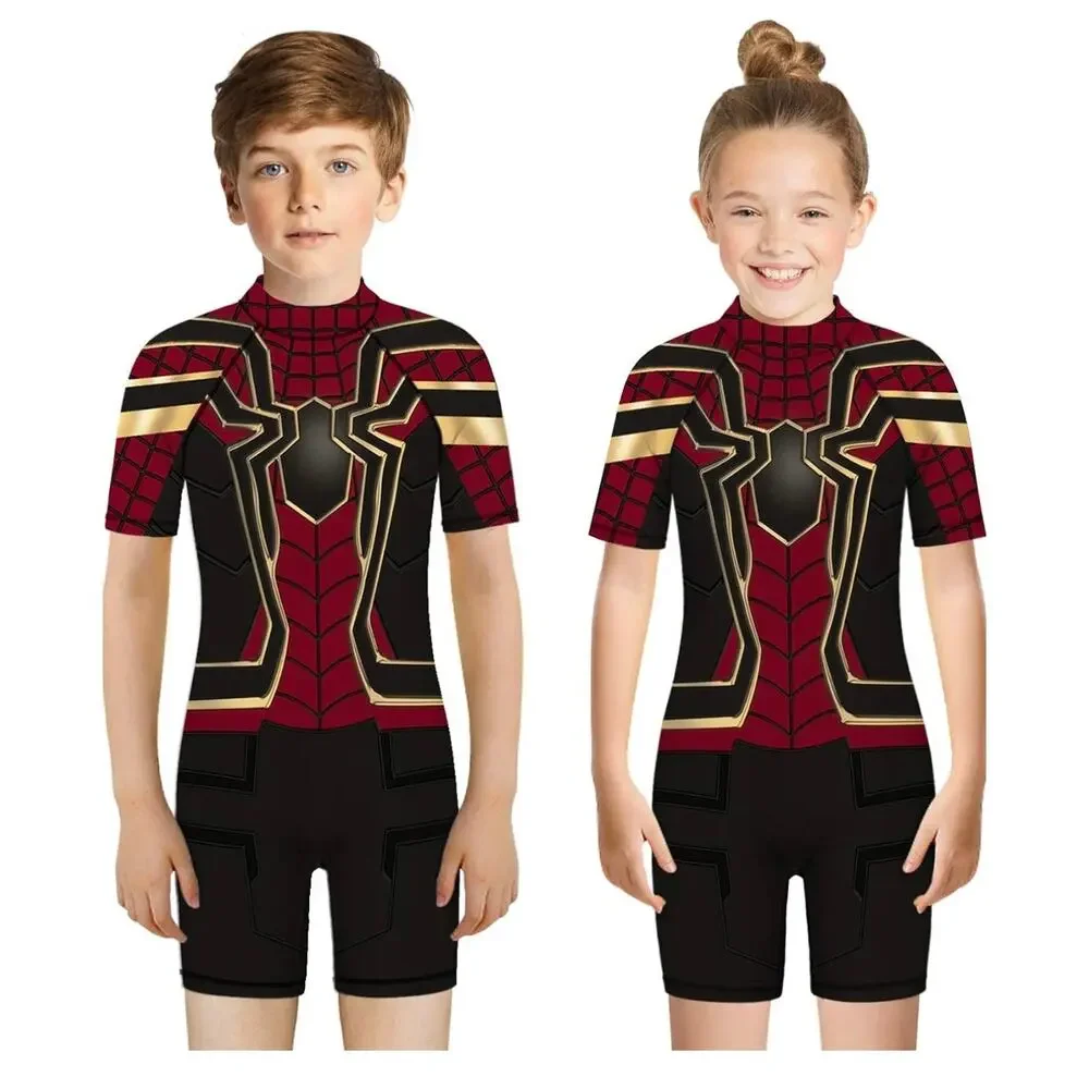 Kids Unisex 3D Print One Pc Swimsuits Short Sleeve Rashguard Bathing Suit Medium